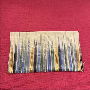 Callisto Home Multicolor Striped  pearl detailed Accent Pillow case